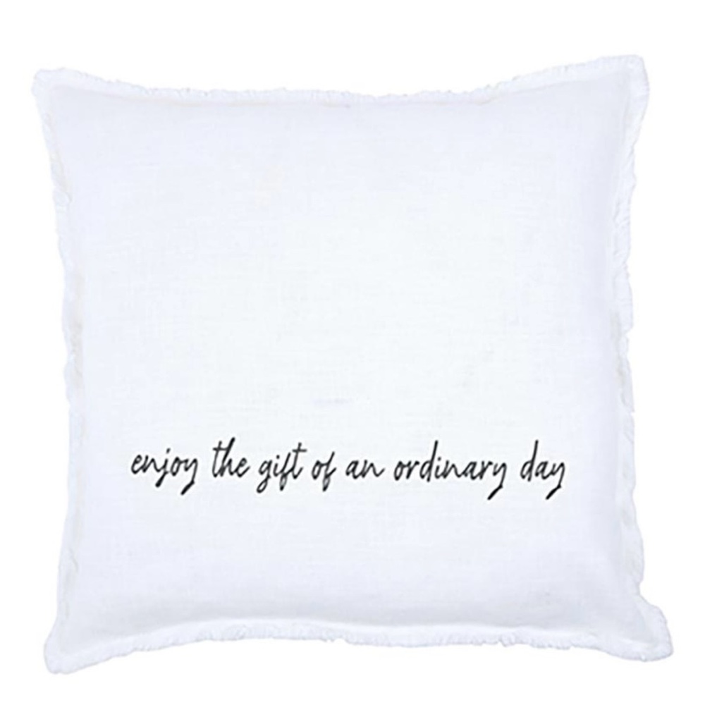 White Decorative Pillow with Inspirational Quote